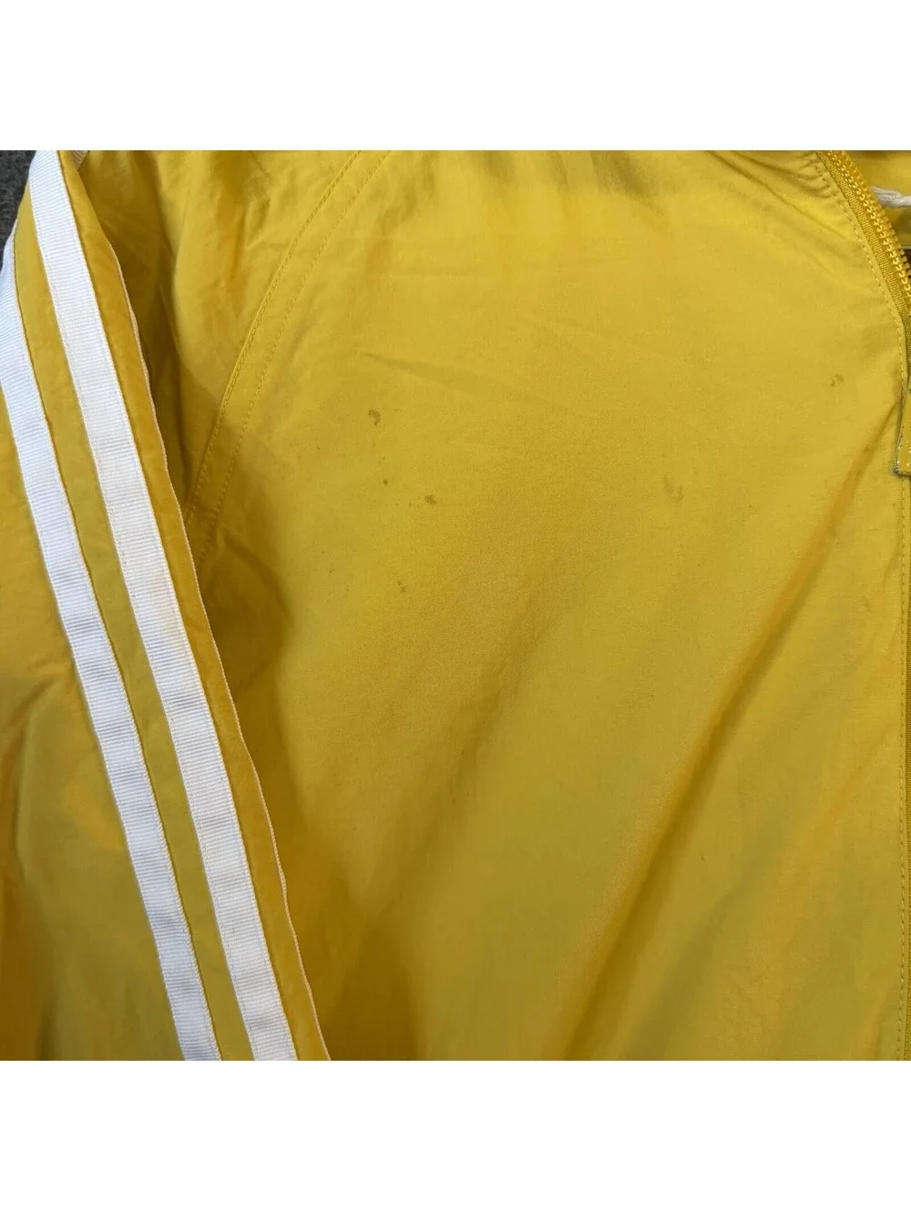 Vintage Adidas Originals Windbreaker Jacket Mens L Yellow Hooded Full Zip Logo